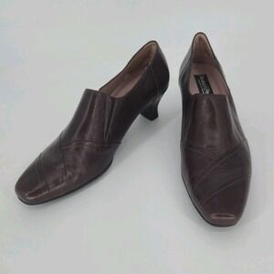 BeautiFeel Brown Leather Slip On Pump 39 8.5 Low Kitten Heel Comfort Shoe Israel